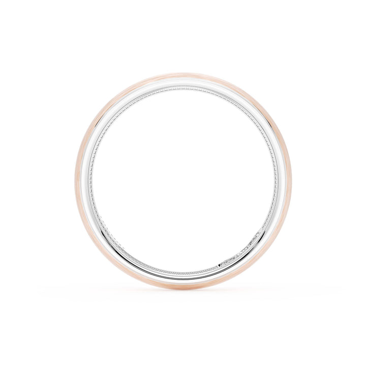 Rounded Brush Finish Wedding Band in Platinum & 18kt Rose Gold