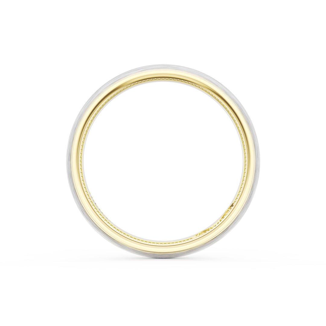 Rounded Brush Finish Wedding Band in 18kt Yellow Gold & Platinum