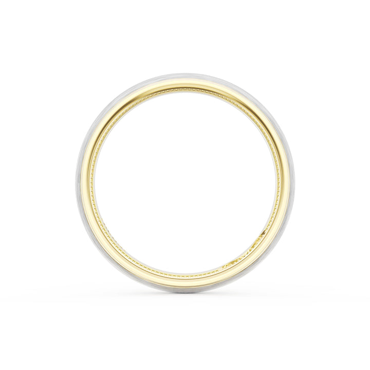Rounded Brush Finish Wedding Band in 18kt Yellow Gold & Platinum