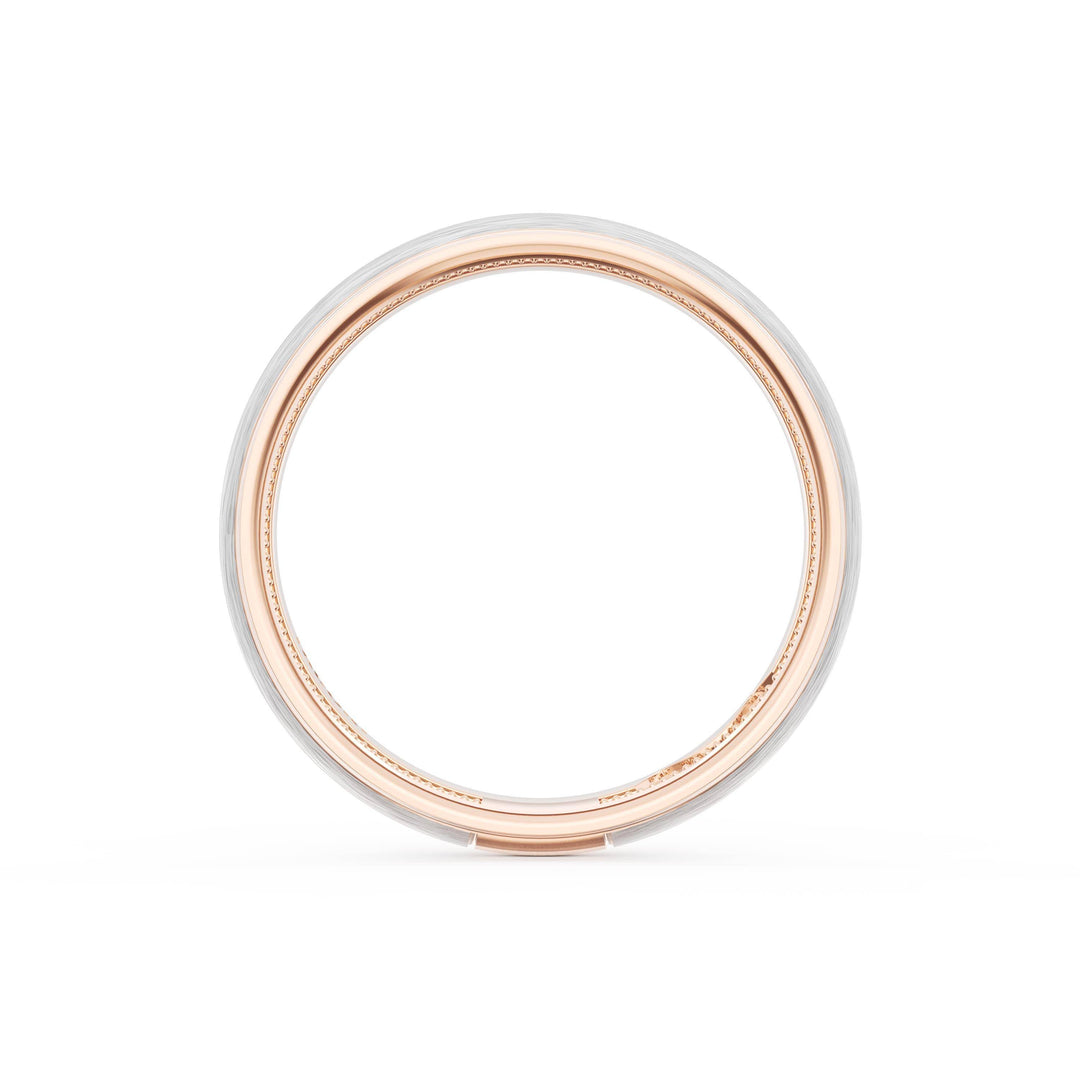 Rounded Brush Finish Wedding Band in 18kt Rose Gold & Platinum