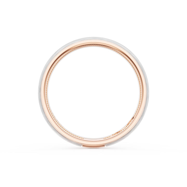 Rounded Brush Finish Wedding Band in 18kt Rose Gold & Platinum