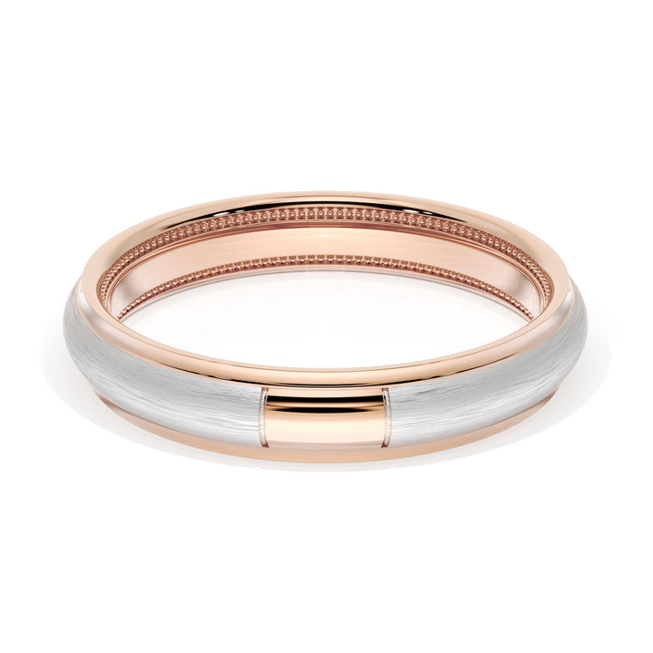 Rounded Brush Finish Wedding Band in 18kt Rose Gold & Platinum