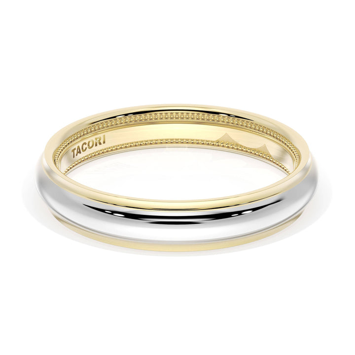 Rounded High Polish Finish Wedding Band in 18kt Yellow Gold & 18kt White Gold