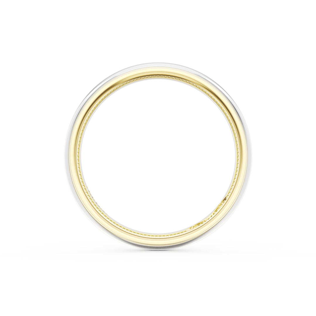 Rounded High Polish Finish Wedding Band in 18kt Yellow Gold & 18kt White Gold