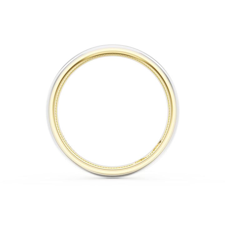 Rounded High Polish Finish Wedding Band in 18kt Yellow Gold & 18kt White Gold