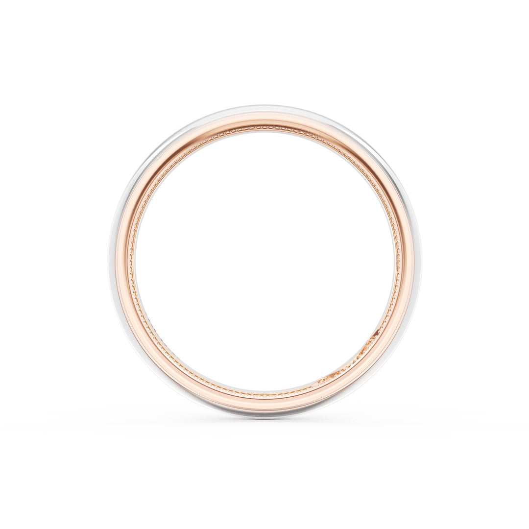 Rounded High Polish Finish Wedding Band in 18kt Rose Gold & 18kt White Gold