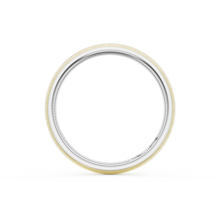 Rounded Satin Finish Wedding Band in 18kt White Gold & 18kt Yellow Gold