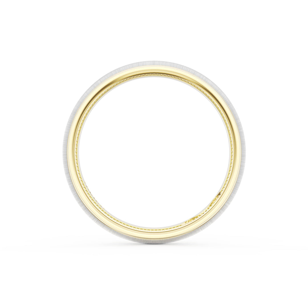 Rounded Satin Finish Wedding Band in 18kt Yellow Gold & 18kt White Gold