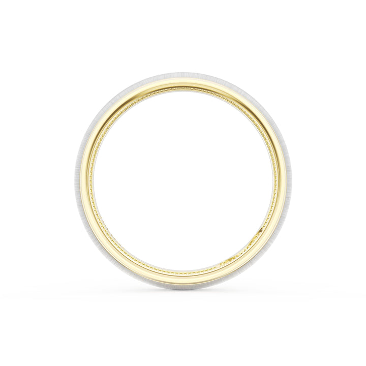 Rounded Satin Finish Wedding Band in 18kt Yellow Gold & 18kt White Gold