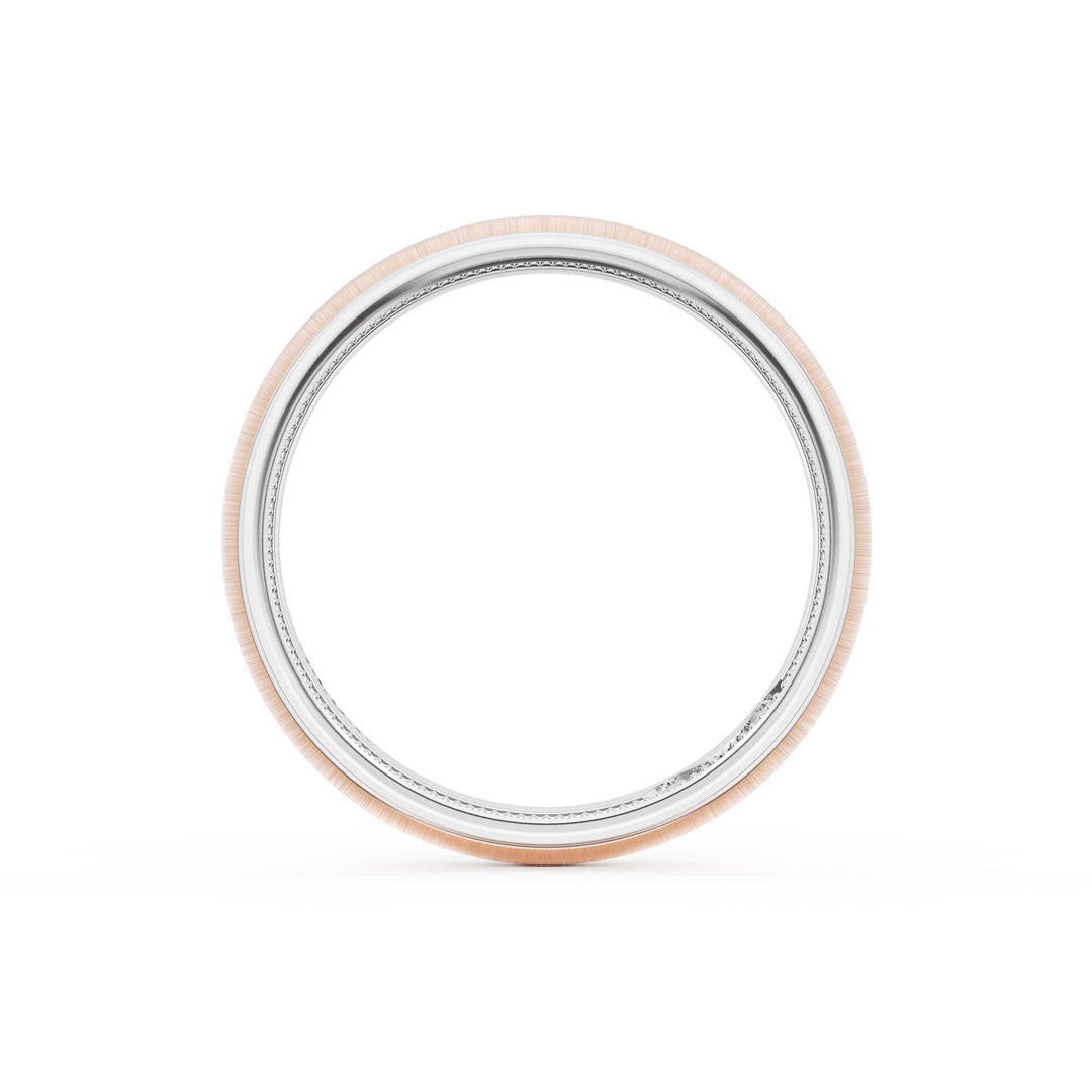 Rounded Satin Finish Wedding Band in Platinum & 18kt Rose Gold