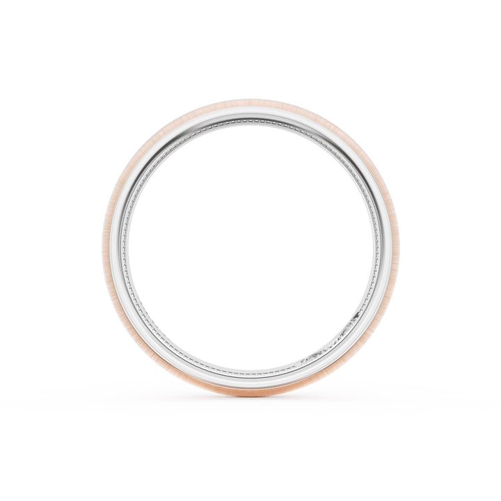 Rounded Satin Finish Wedding Band in Platinum & 18kt Rose Gold