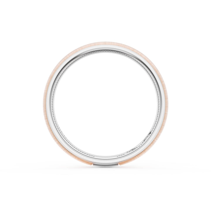Rounded Satin Finish Wedding Band in Platinum & 18kt Rose Gold