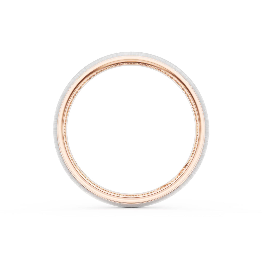 Rounded Satin Finish Wedding Band in 18kt Rose Gold & Platinum