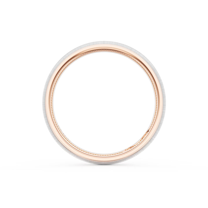Rounded Satin Finish Wedding Band in 18kt Rose Gold & Platinum