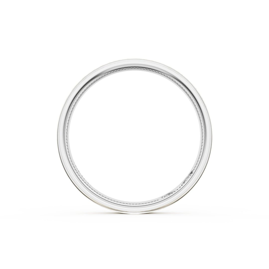 Flat Brush Finish Wedding Band in 18kt White Gold & 18kt Yellow Gold