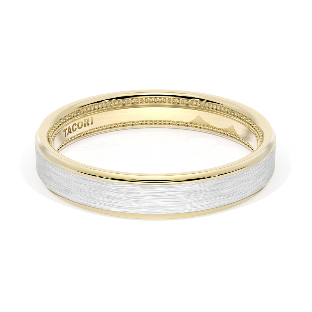 Flat Brush Finish Wedding Band in 18kt Yellow Gold & 18kt White Gold