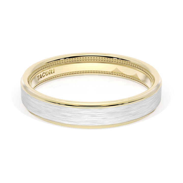 Flat Brush Finish Wedding Band in 18kt Yellow Gold & 18kt White Gold
