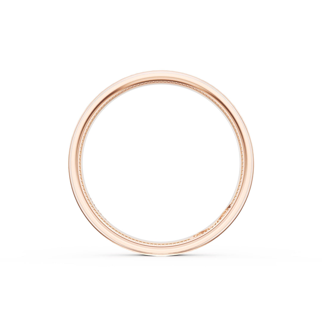 Flat Brush Finish Wedding Band in 18kt Rose Gold & 18kt White Gold