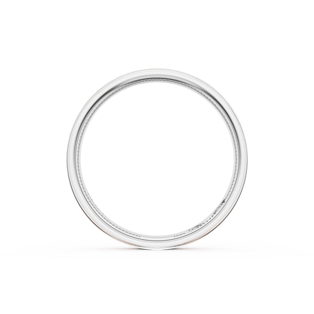 Flat Brush Finish Wedding Band in Platinum & 18kt Rose Gold