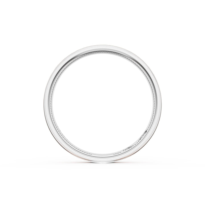 Flat Brush Finish Wedding Band in Platinum & 18kt Rose Gold
