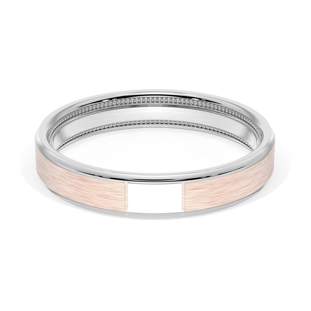 Flat Brush Finish Wedding Band in Platinum & 18kt Rose Gold