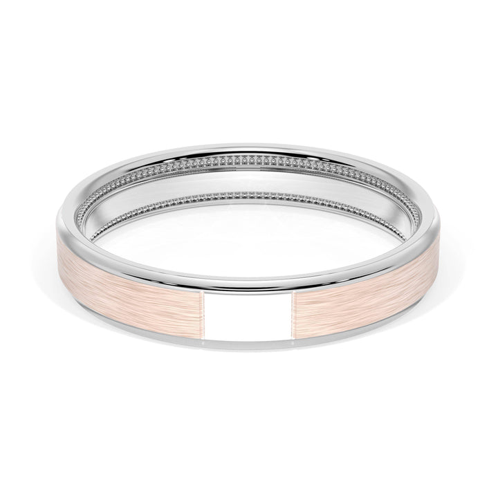 Flat Brush Finish Wedding Band in Platinum & 18kt Rose Gold