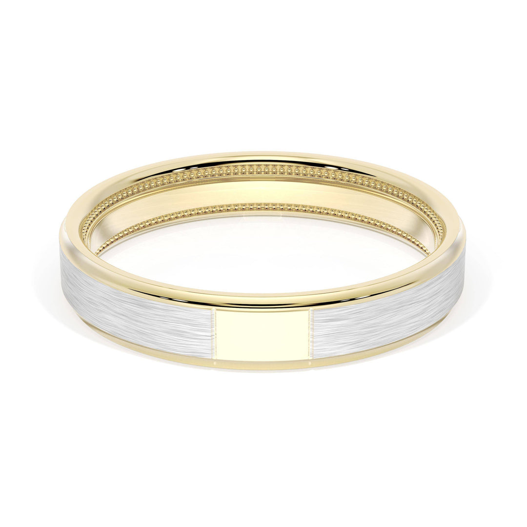Flat Brush Finish Wedding Band in 18kt Yellow Gold & Platinum