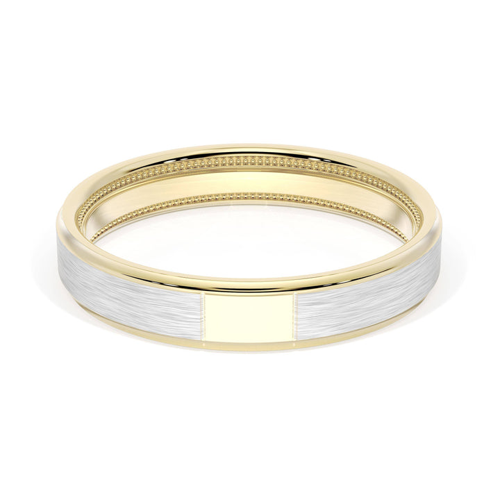 Flat Brush Finish Wedding Band in 18kt Yellow Gold & Platinum