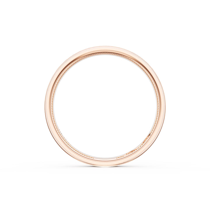 Flat Brush Finish Wedding Band in 18kt Rose Gold & Platinum