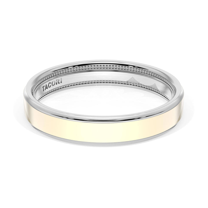 Flat High Polish Finish Wedding Band in 18kt White Gold & 18kt Yellow Gold