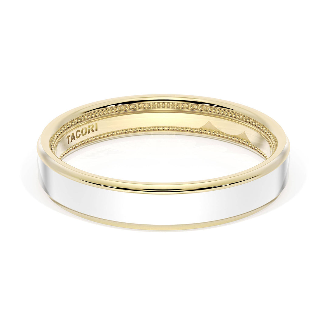 Flat High Polish Finish Wedding Band in 18kt Yellow Gold & 18kt White Gold