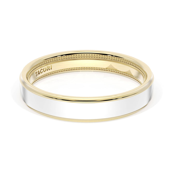 Flat High Polish Finish Wedding Band in 18kt Yellow Gold & 18kt White Gold