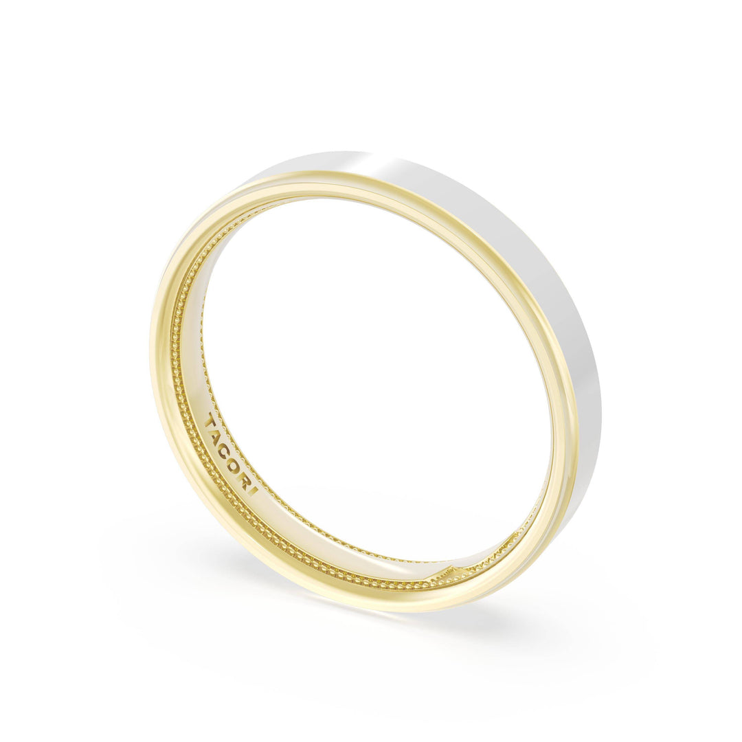 Flat High Polish Finish Wedding Band in 18kt Yellow Gold & 18kt White Gold