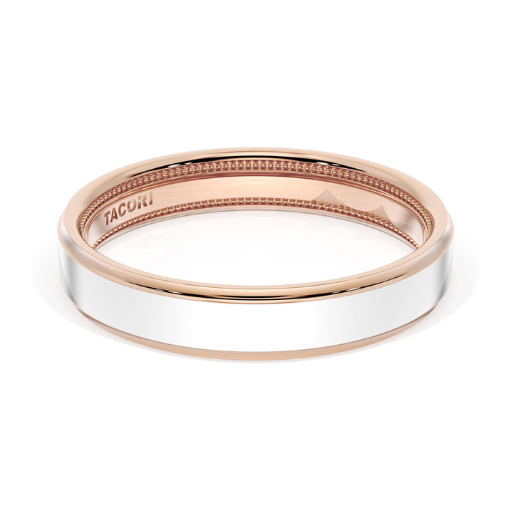 Flat High Polish Finish Wedding Band in 18kt Rose Gold & 18kt White Gold