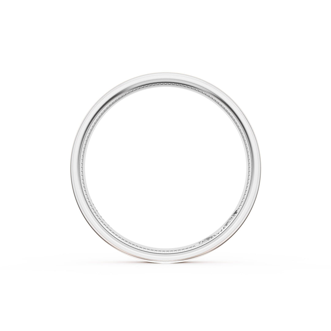 Flat High Polish Finish Wedding Band in Platinum & 18kt Rose Gold