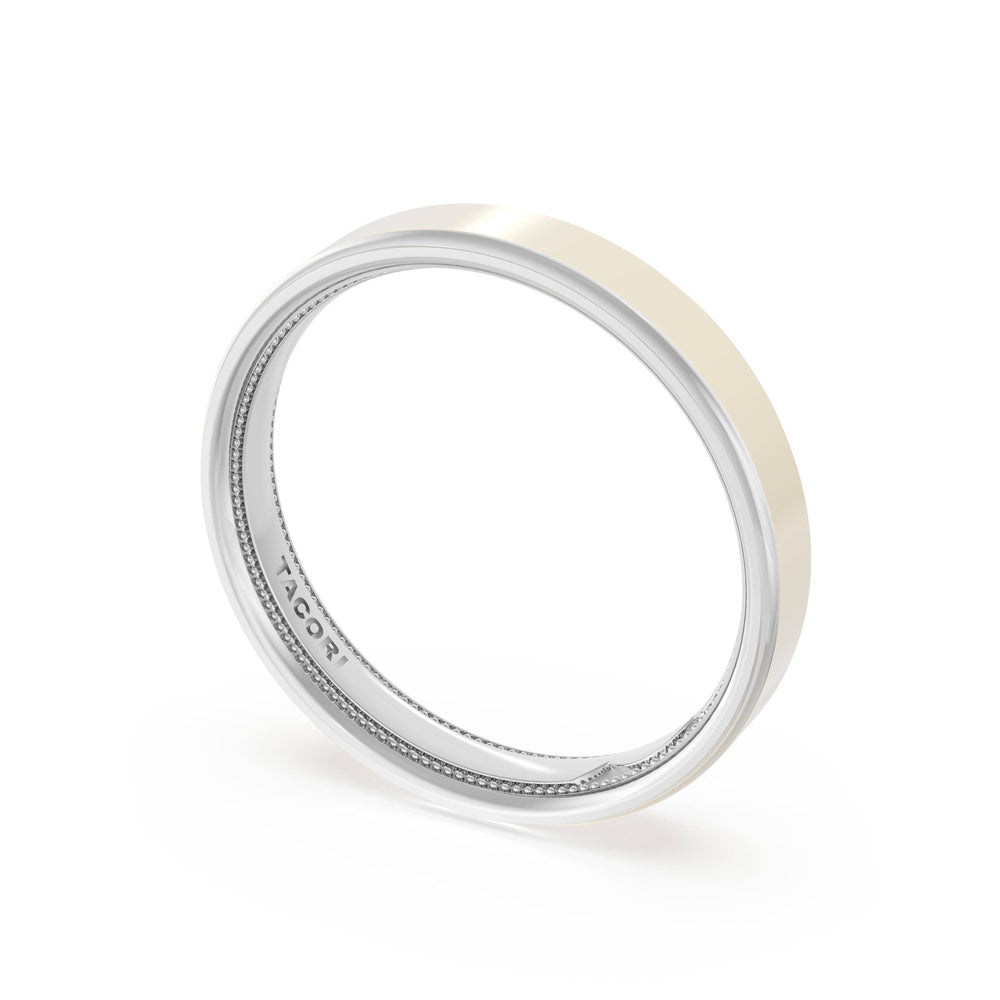 Flat High Polish Finish Wedding Band in Platinum & 18kt Yellow Gold
