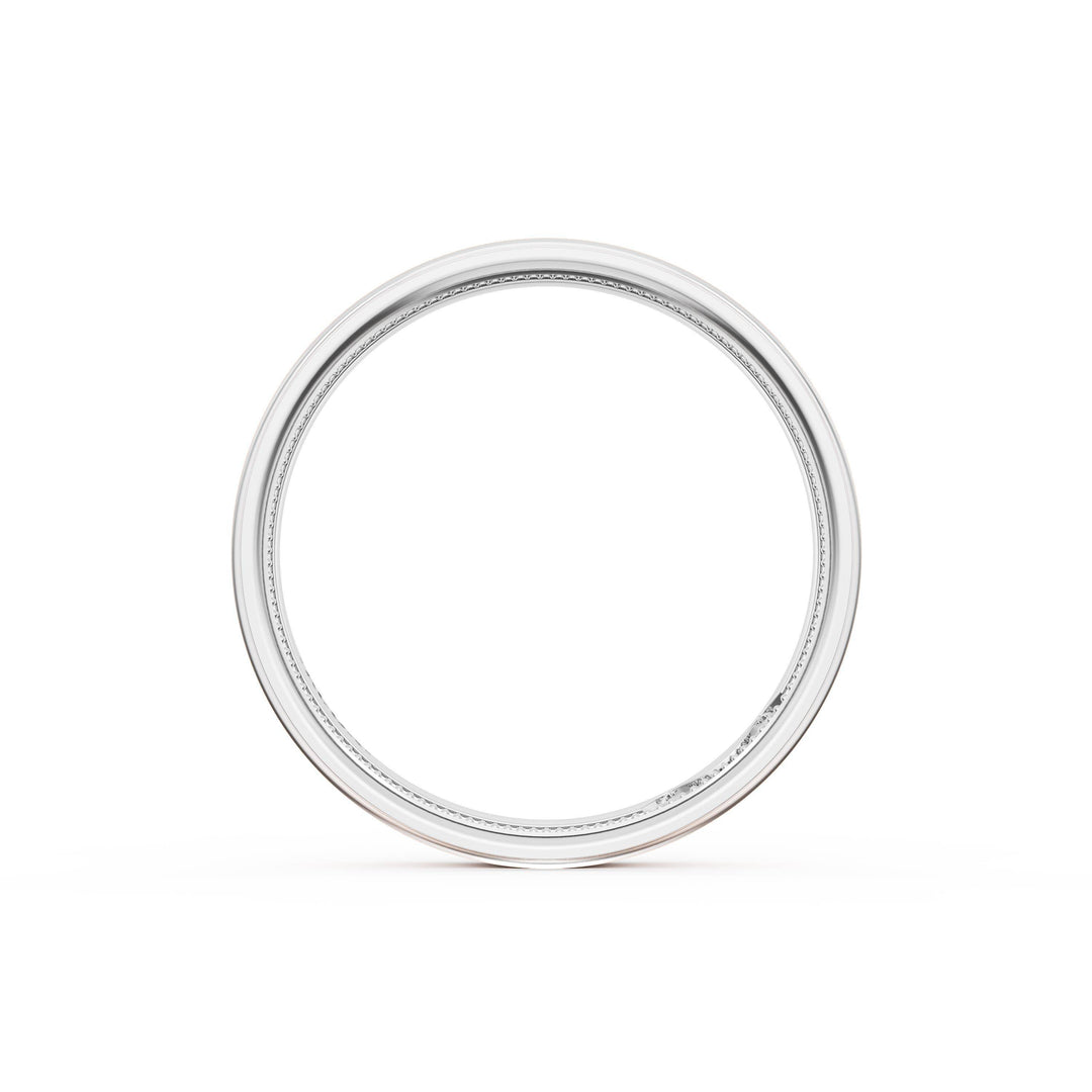 Flat Satin Finish Wedding Band in 18kt White Gold & 18kt Rose Gold