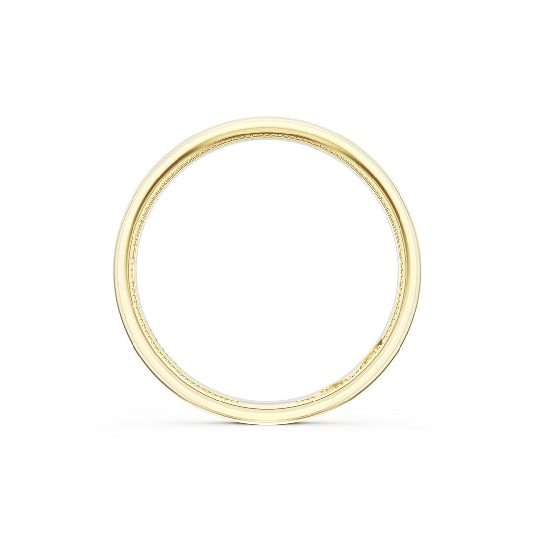 Flat Satin Finish Wedding Band in 18kt Yellow Gold & 18kt White Gold