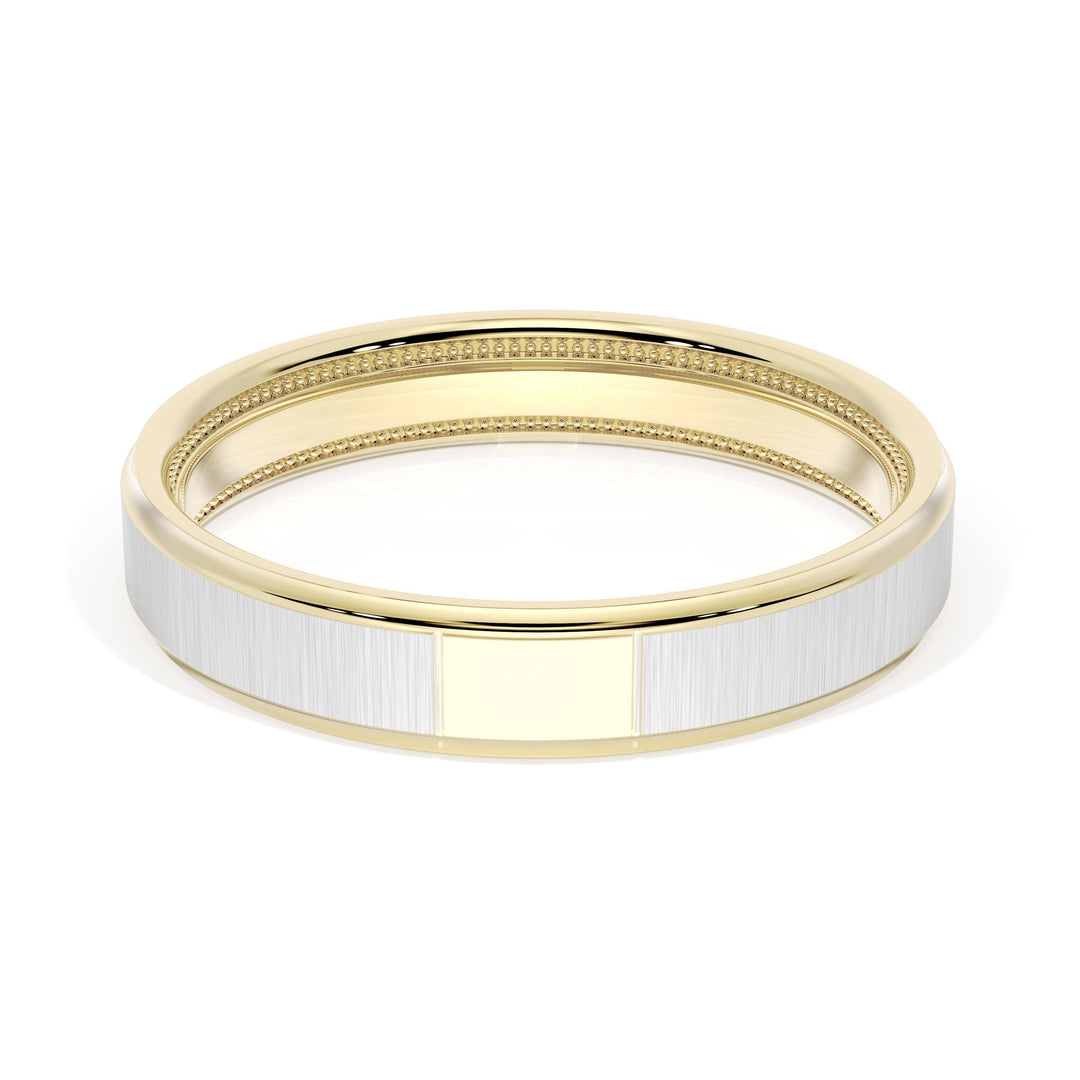 Flat Satin Finish Wedding Band in 18kt Yellow Gold & 18kt White Gold