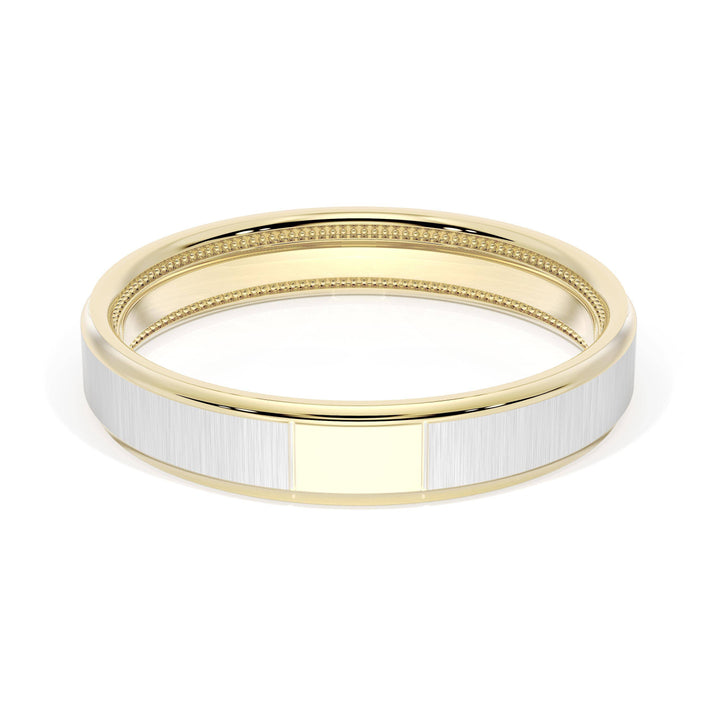 Flat Satin Finish Wedding Band in 18kt Yellow Gold & 18kt White Gold