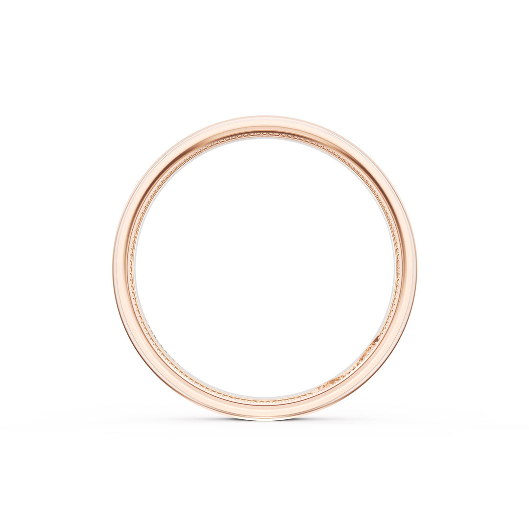 Flat Satin Finish Wedding Band in 18kt Rose Gold & 18kt White Gold