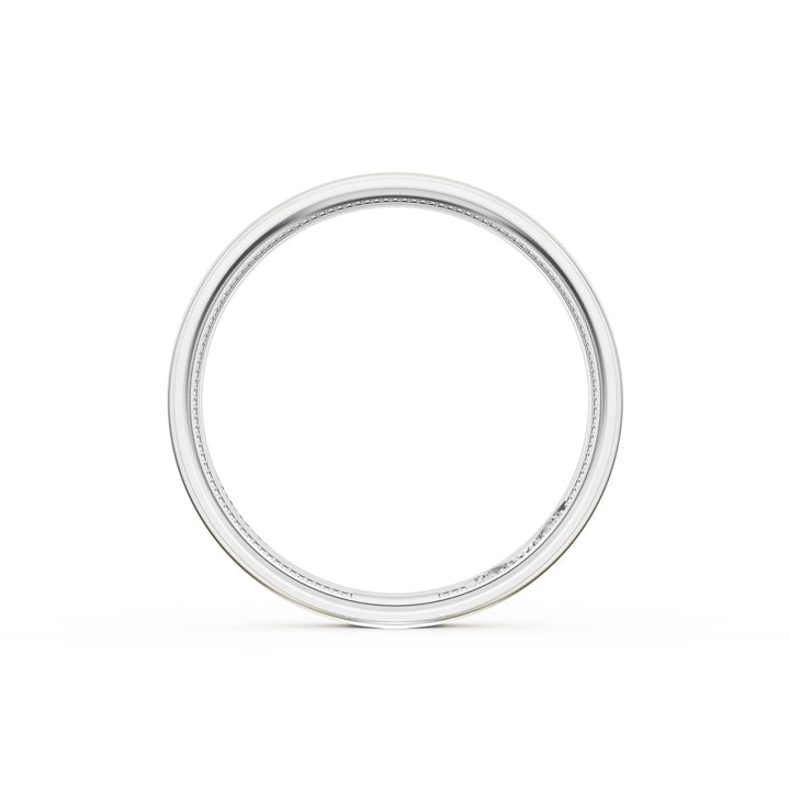 Flat Satin Finish Wedding Band in Platinum & 18kt Yellow Gold