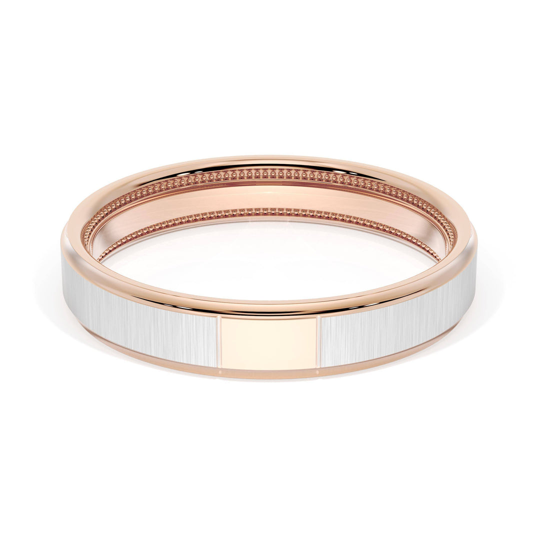 Flat Satin Finish Wedding Band in 18kt Rose Gold & Platinum