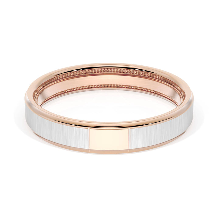 Flat Satin Finish Wedding Band in 18kt Rose Gold & Platinum