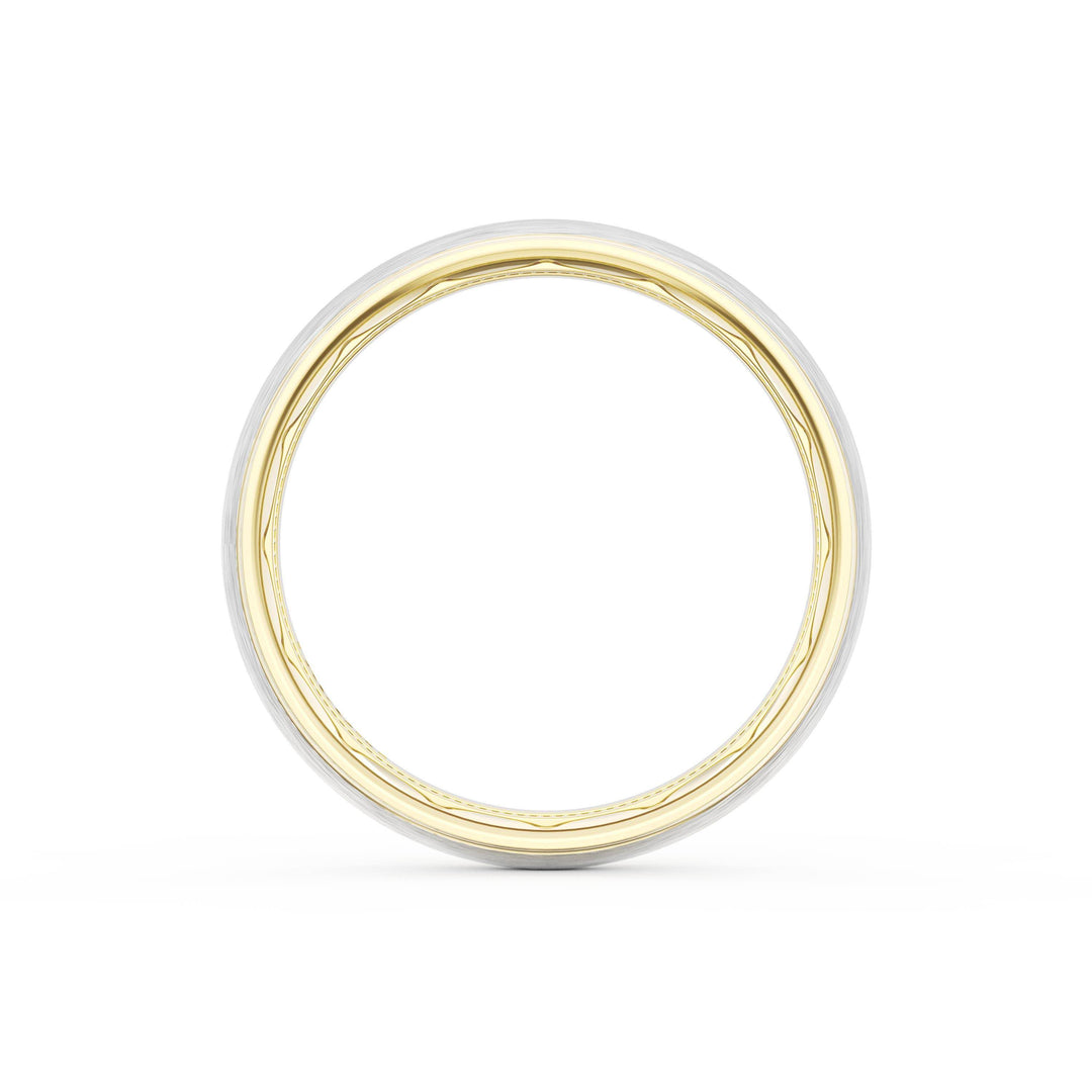 Rounded Brush Finish Wedding Band in 18kt Yellow Gold & 18kt White Gold