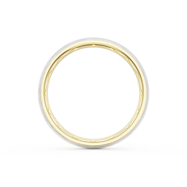 Rounded Brush Finish Wedding Band in 18kt Yellow Gold & 18kt White Gold