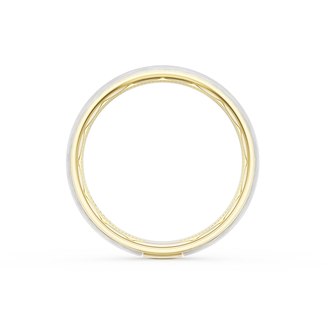 Rounded Brush Finish Wedding Band in 18kt Yellow Gold & 18kt White Gold