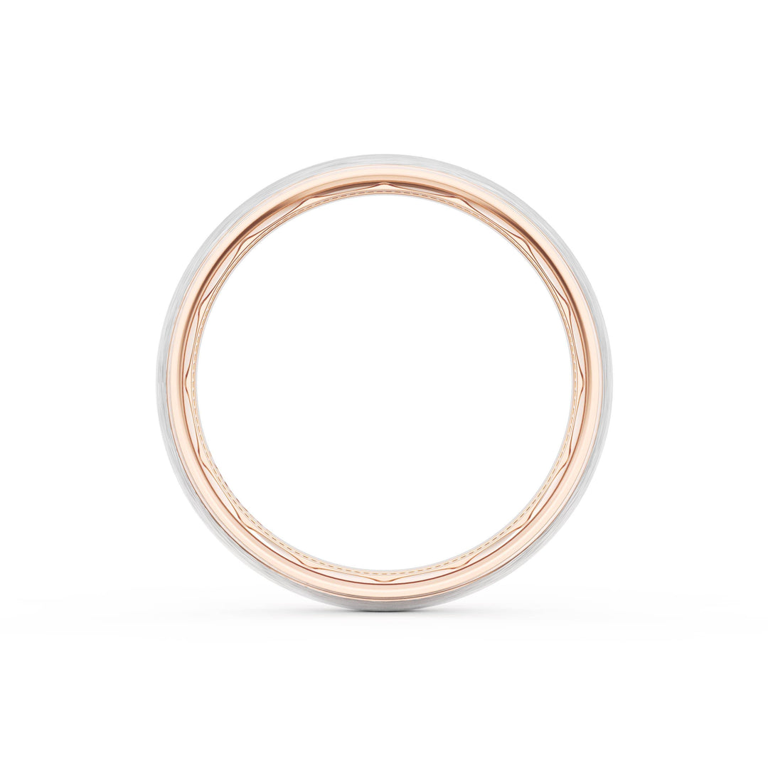 Rounded Brush Finish Wedding Band in 18kt Rose Gold & 18kt White Gold
