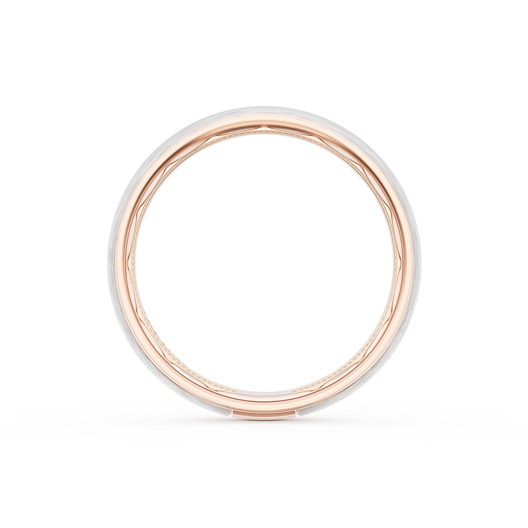 Rounded Brush Finish Wedding Band in 18kt Rose Gold & Platinum