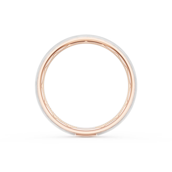 Rounded Brush Finish Wedding Band in 18kt Rose Gold & Platinum